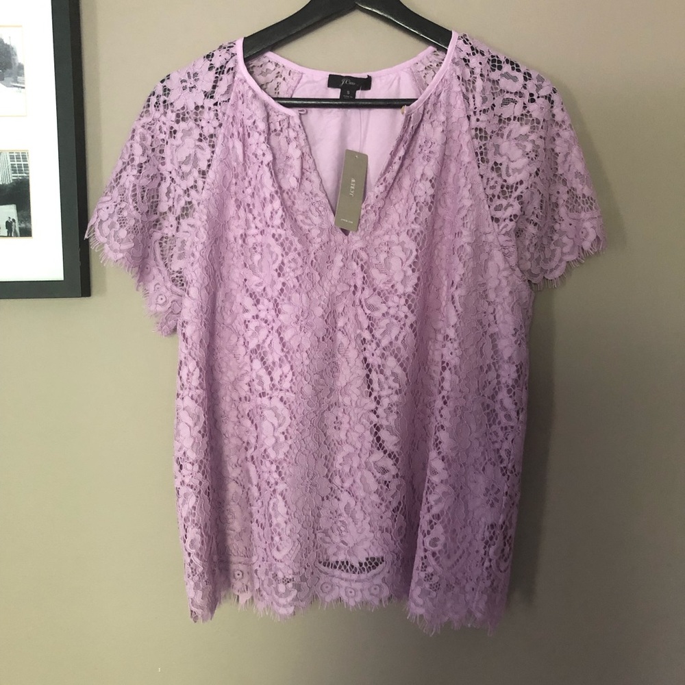 J.Crew Lilac Eyelash Lace Blouse Size Small - Picture 3 of 6
